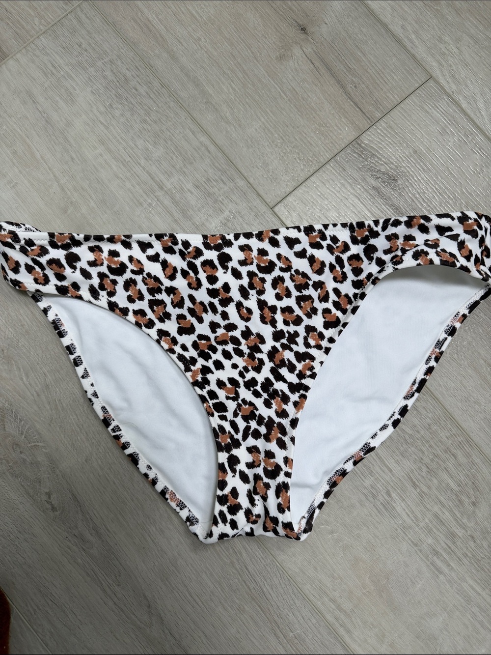 aerie Leopard Print Bikini Bottom - White, Tan, Black